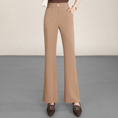 微喇裤女长裤2024春季新款中老年妈妈百度简约弹力宽松高腰休闲裤