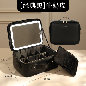 带镜子LED灯化妆箱收纳盒化妆包女便携式新款便携大容量手提1085