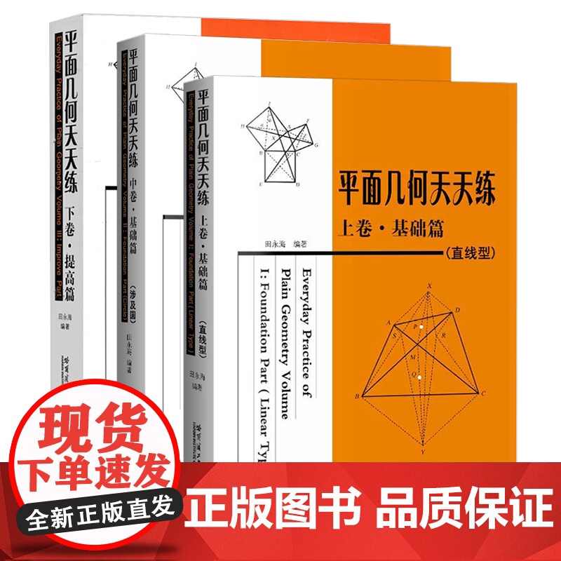 全套3本 平面几何天天练上卷基础篇(直线型)+中卷基础篇(涉及圆)+下卷提高篇 初高中平面几何教辅 田永海哈尔滨工业大学