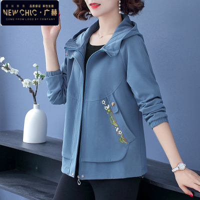 广赫妈妈春装短款外套2021新款薄洋气高贵上衣50岁中老年人女春秋风衣风衣