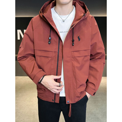 春秋季新款男士时尚连帽工装夹克外套潮牌百搭冲锋衣潮流上衣