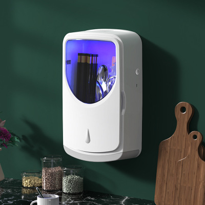 餐具刀叉筷收纳盒 筒多功能带盖沥水壁挂式免打孔筷子笼智能杀菌筷筒