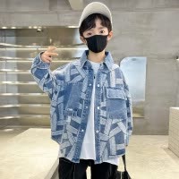 儿童装男童牛仔外套春秋款新款洋气中大童秋装痞帅衬衫上衣潮