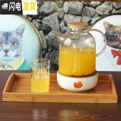 三维工匠大容量玻璃冷水壶套装家用加厚防爆凉水茶壶耐热高温水杯水具套装 1.6壶+2直身杯250+陶瓷炉+盘凉水壶