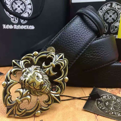 赫泽琼斯HEZZJONES皮带男纯牛皮真皮腰带狮子头克罗心纯铜扣休闲裤带潮男夜店发型师皮带