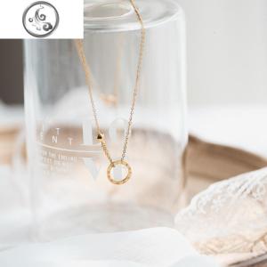 ins冷淡风罗马圆环项链锁骨链潮时尚小众女毛衣链简约不色圣诞 JiMi 新款罗马圆环K金色