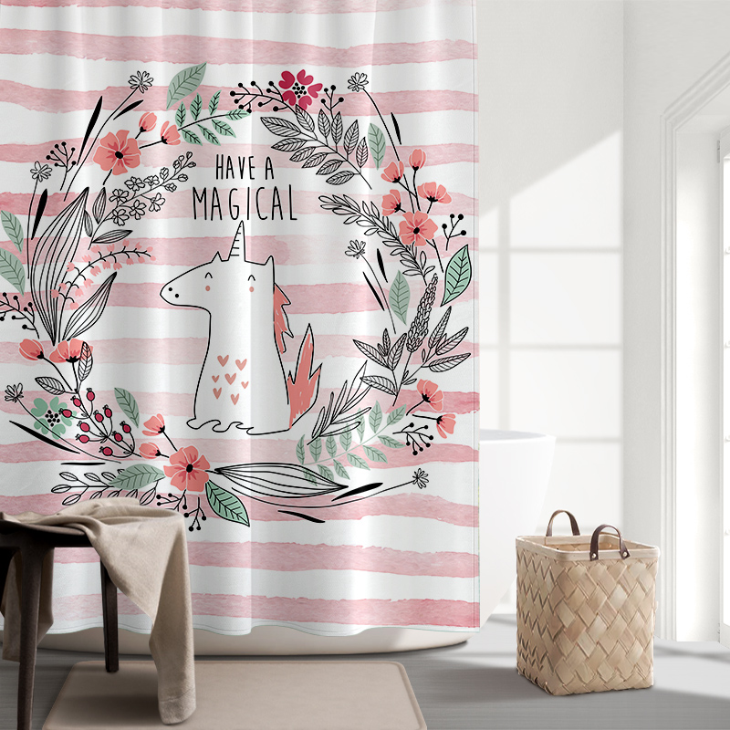 欧式浴帘防水布浴室免打孔套装卫生间隔断帘洗澡拉帘加厚防霉