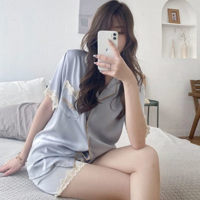睡衣女夏季短袖薄款ins风新款时尚家居服套装可外穿卡诺蔻
