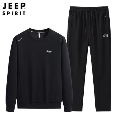 JEEPspirit卫衣套装男秋季圆领T恤散口男休闲运动两件套6268