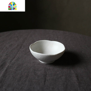 W1962白色粗陶质感手捏不规则黑点中式家用餐具碗盘鱼盘饭碗套装 FENGHOU 粗白圆深盘20.5*4cm--G5