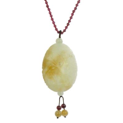 梦克拉 Mkela 和田玉镂空花纹吊坠 花开富贵 玉石吊坠 白底种