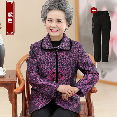 迪鲁奥(DILUAO)轻奢品质中老年人秋装女开衫妈妈装翻领上衣气质老人衣服奶奶服装太太春秋