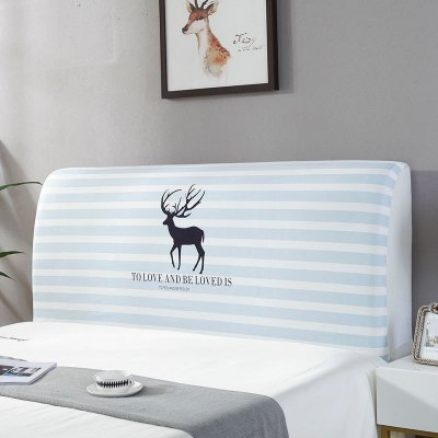 家柏饰(CORATED)北欧风床头罩套床头套软包防尘罩床背罩子保护套1.8床弹力布1.5床 蓝条鹿 床头宽度2.2米