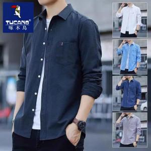 啄木鸟雷军同款男士衬衫春夏季长袖外套男外穿商务百搭装上衣服