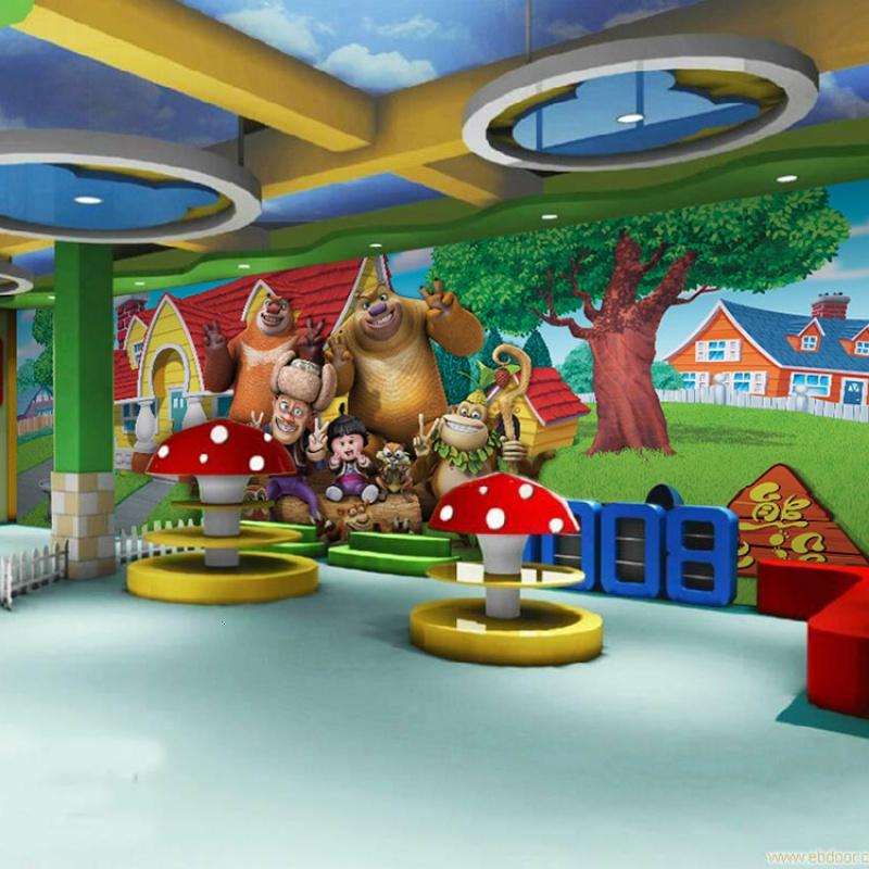 游乐园壁纸 卡通儿童房幼儿园玩具店墙纸 动画熊出没森林动物壁画壹德