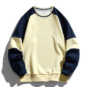 男装秋冬季圆领卫衣男韩版拼接撞色空板套头宽松打底衫潮