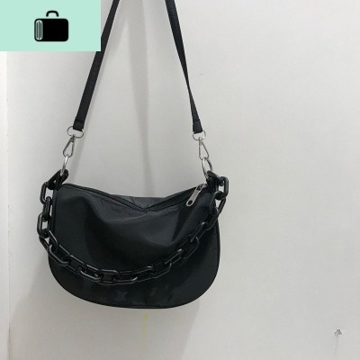 韩版百搭ins潮夏季2020新款简约链条腋下包黑色单肩斜挎包女包包NEW LAKE 黑色女斜挎包