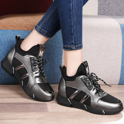 2018春秋新款休闲鞋平跟运动鞋女系带厚底跑步鞋透气学生潮 3161铅色 38