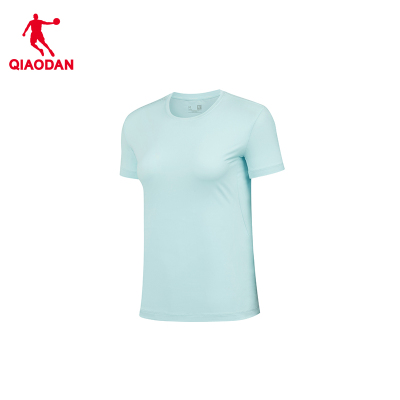 乔丹(QIAODAN) 女款针织短袖T恤衫 夏季速干冰感防晒衣KHS32251154 云水蓝L