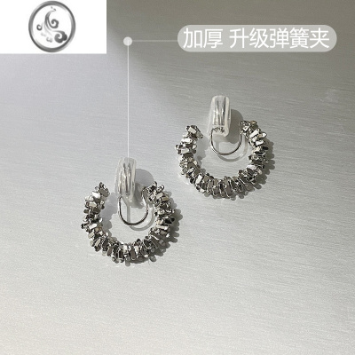 JiMi2023新款日韩鳞形小耳圈几何蚊香盘无耳洞耳夹女无痛耳钉百搭学生