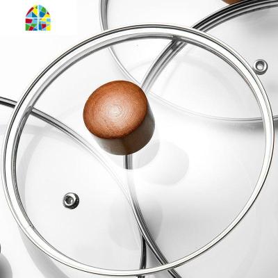 通用可视钢化玻璃锅盖16 18 20 22 24 26CM炒锅汤锅蒸锅盖 FENGHOU 22cm木滴锅盖