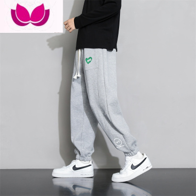 七斓休闲束脚裤男士夏季2023新款九分运动潮牌垂感男生灰色卫裤子