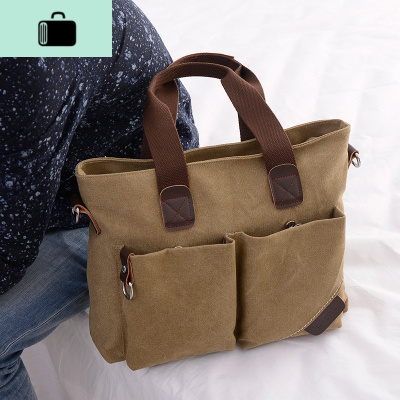 帆布包男士手提包简约休闲商务公文包男包百搭潮流时尚单肩斜挎包NEW LAKE