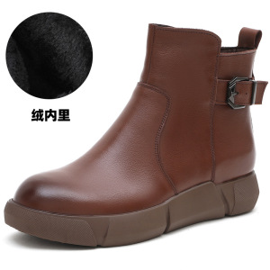 马丁靴女英伦风复古时尚短靴25新款真皮厚底舒适软底侧拉链机车靴