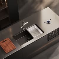 悍高厨房水槽BL1.0 pro系列952399F 台下盘.哑黑石纹板.材质304.770*428*240mm