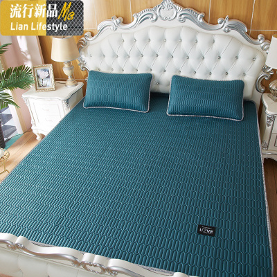 泰国乳胶凉席三件套天丝空调软席子1.5冰丝1.8m床可折叠水洗夏季 三维工匠凉席/凉枕