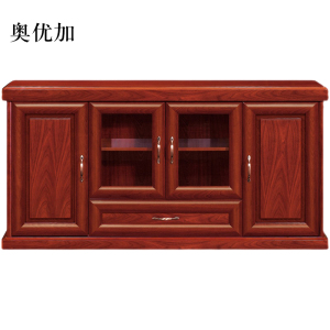 奥优加胡桃色餐边柜简约茶水柜四门1600*400*800