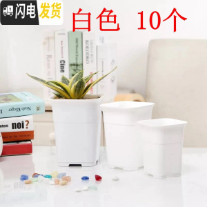 三维工匠高腰特加厚万象酢浆盆小大方多肉家庭园艺植物塑料磨砂浅花盆 白色高腰盆10个 口径12cm无底托花盆容器
