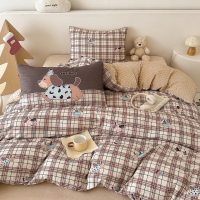 卡通加厚灯芯豆豆绒床上四件套牛奶绒毛绒被套床单冬天超柔软床笠