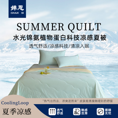 婵思 纯色锦氨水光植物蛋白科技凉感夏被