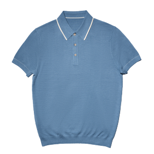 尘界浅蓝色polo衫男士短袖t恤2025新款夏季高级感翻领上衣男款