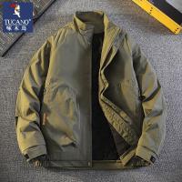 啄木鸟潮流男士2024新款立领保暖纯色潮流宽松休闲工装外套棉衣男