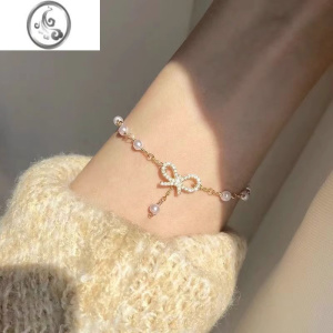 JiMi少女心蝴蝶结手链韩国甜美简约百搭小众设计手饰学生闺蜜ins 蝴蝶结珍珠手链