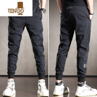 YANXU夏季冰丝休闲裤子男薄款修身束脚超薄长裤男士潮牌速干运动裤弹力