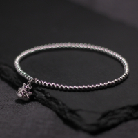 原创设计银饰银珠手串纯银女款复古圆珠简约本色招财猫转运手链送女朋友老婆情人节七夕生日礼物