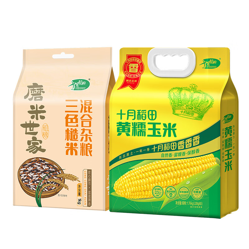 十月稻田dkh十月稻田 三色糙米1kg+黄糯玉米1.76kg