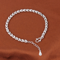 麦穗银手链女纯银简约个性时尚新款大麦足银手饰送女友生日礼物送女朋友老婆情人节七夕生日礼物