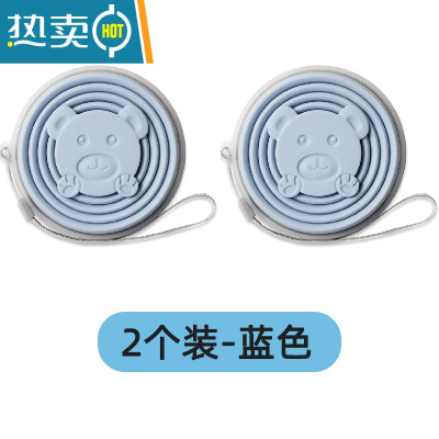 敬平硅胶可折叠水杯杯子伸缩可装沸水便携式旅行儿童压缩漱口杯 蓝色2个装—270ml洗漱杯