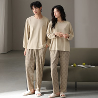 情侣睡衣女春秋冬季棉质长袖长裤氛围感一男一女男士家居服套装_255