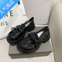 SUNTEK厚底小皮鞋女2022年秋季新款英伦风松糕底黑色乐福鞋女百搭单鞋