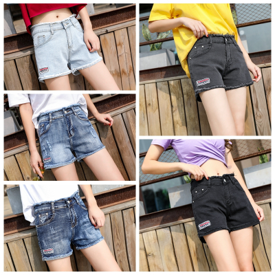 夏季新款女士牛仔裤女高腰短裤时尚毛边修身牛仔裤女士短裤女李维犀牛LEEVIRHINO