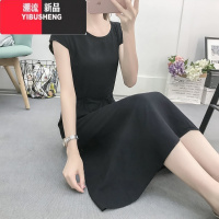 YIBUSHENG纯色棉绸连衣裙中长款沙滩裙季时尚外穿绵绸大码显瘦抽绳人造棉