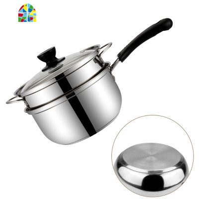 不锈钢锅蒸锅迷你小锅子煮热奶锅蒸笼家用燃气锅馒头的小蒸锅汤锅 FENGHOU 24cm双耳小蒸锅