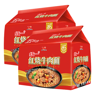 统一 方便面 红烧牛肉味 103克*5袋/包 *2包组