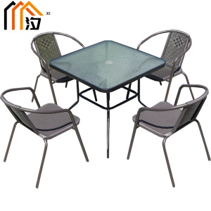 汐户外桌椅方桌+4椅套