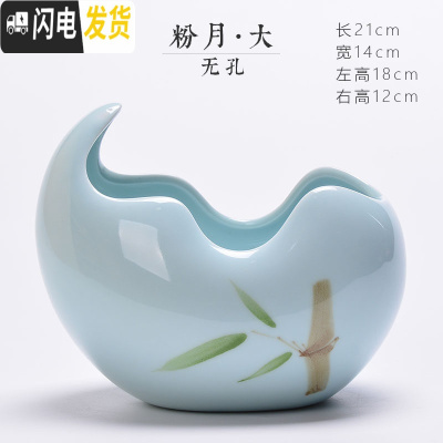 三维工匠水培容器创意简约大植物器皿绿萝多肉铜钱水仙花盆陶瓷批发 粉月大(无孔) 中等花盆容器